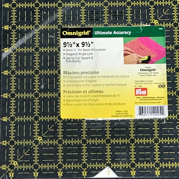 Square Quilting Ruler - 9.5" x 9.5" - Picture 2 of 3